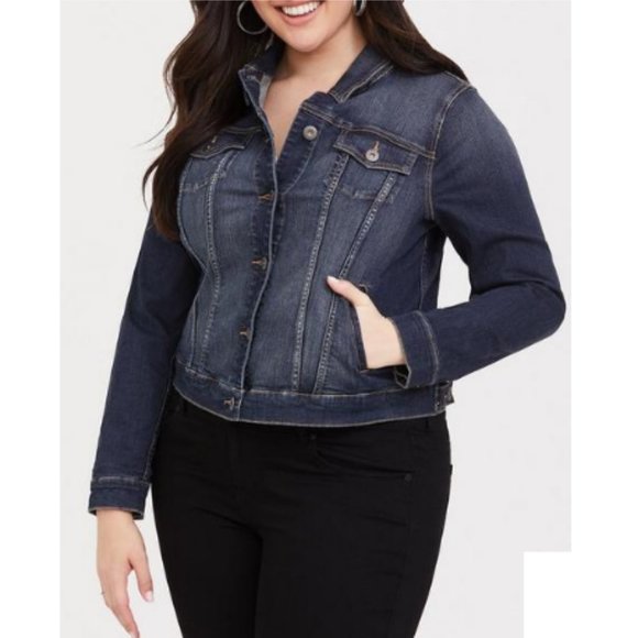 Torrid Medium Wash Jean Denim Jacket Size 2 Front Pocket Style 548688 - Picture 1 of 12